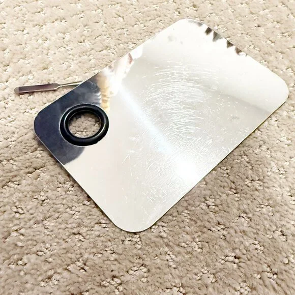 Stainless Steel Square Pro Ladies Makeup Board Cosmetic Palette w Spatula Tool - Picture 4 of 5